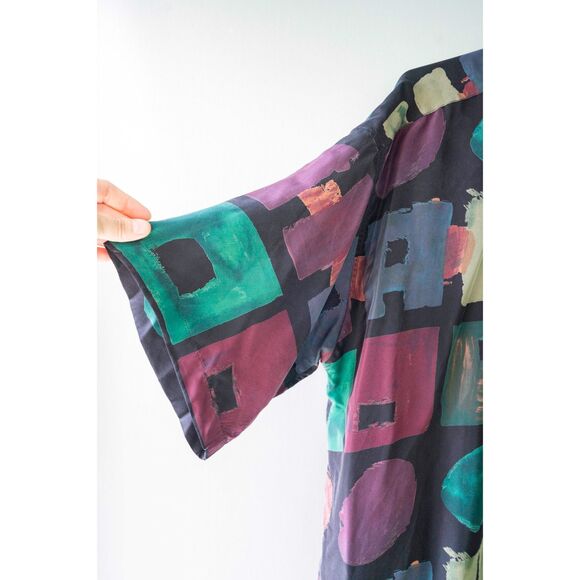 Burma Bibas Retro 90's vintage Fresh Prince 100% Silk Geometric Shirt HipHop XL - Picture 6 of 13